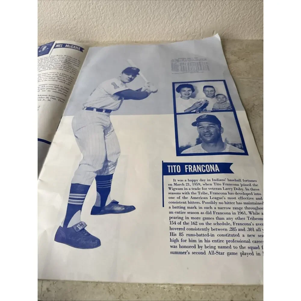 1962 Cleveland Indians baseball Sketchbook large size 21 1/2